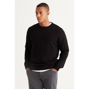 ALTINYILDIZ CLASSICS Men's Black Standard Fit Normal Cut Crew Neck Knitwear Sweater