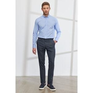 ALTINYILDIZ CLASSICS Men's Navy Blue Slim Fit Slim Fit Patterned Flexible Trousers with Side Pockets