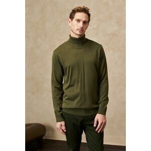 ALTINYILDIZ CLASSICS Men's Khaki Anti-Pilling, Anti-Pilling Feature Standard Fit Full Turtleneck Knitwear Sweater.