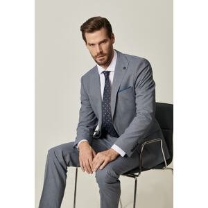 ALTINYILDIZ CLASSICS Men's Blue-gray Slim Fit Slim Fit Gingham Patterned Wool Waterproof Nano Suit