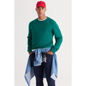 ALTINYILDIZ CLASSICS Men's Dark Green Standard Fit Regular Cut Crew Neck Knitwear Sweater