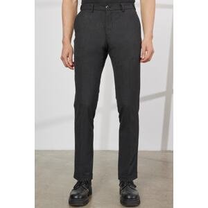 ALTINYILDIZ CLASSICS Men's Black Comfort Fit Relaxed Cut Side Pocket Patterned Elastic Waist Stretchy Trousers