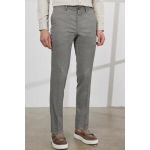 ALTINYILDIZ CLASSICS Men's Gray-brown Slim Fit Narrow Cut Side Pocket Dobby Waist Elasticated Flexible Trousers