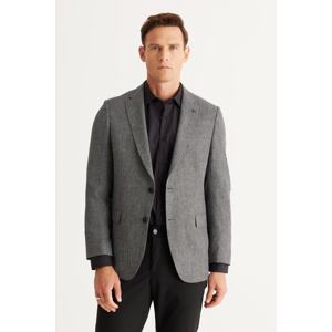 ALTINYILDIZ CLASSICS Men's Anthracite Comfort Fit Relaxed Cut Mono Collar Patterned Jacket