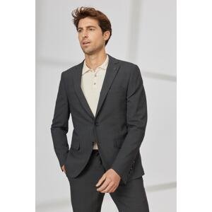 ALTINYILDIZ CLASSICS Men's Anthracite-Brown Slim Fit Slim Fit Slim Fit Mono Collar Seerpy Patterned Suit