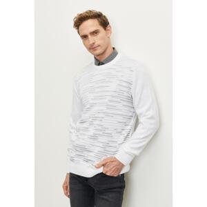 ALTINYILDIZ CLASSICS Men's Bone-g.melange Standard Fit Regular Fit Crew Neck Textured Patterned Knitwear Sweater