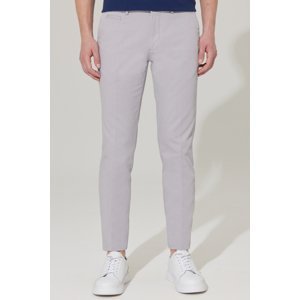 ALTINYILDIZ CLASSICS Men's Gray Slim Fit Narrow Cut Side Pocket Cotton Flexible Dobby Trousers