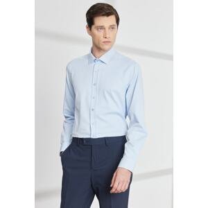 ALTINYILDIZ CLASSICS Men's Light Blue Slim Fit Slim Fit Classic Collar Cotton Dobby Shirt