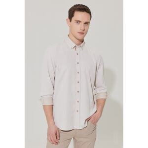 ALTINYILDIZ CLASSICS Men's Beige Slim Fit Slim Fit Buttoned Collar Cotton Dobby Shirt