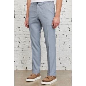 ALTINYILDIZ CLASSICS Men's Blue Slim Fit Narrow Cut Side Pocket Dobby Elastic Waist Elastic Trousers