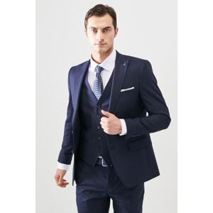 ALTINYILDIZ CLASSICS Men's Navy Blue Extra Slim Fit Slim Fit Swallow Collar Dobby Classic Cibu Vest Suit