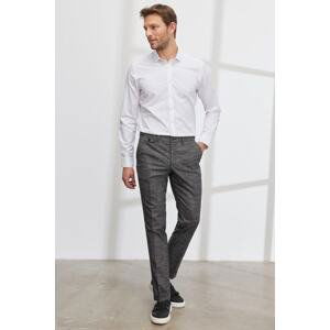 ALTINYILDIZ CLASSICS Men's Black Slim Fit Slim Fit Side Pocket Plaid Patterned Elastic Waist Flexible Trousers