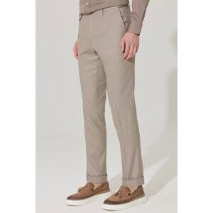 ALTINYILDIZ CLASSICS Men's Brown Slim Fit Slim Fit Eyelet Patterned Flexible Trousers with Elastic Waist