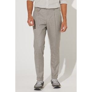 ALTINYILDIZ CLASSICS Men's Beige Slim Fit Slim Fit Patterned Flexible Trousers with Side Pockets