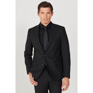 ALTINYILDIZ CLASSICS Men's Black Slim Fit Slim Fit Mono Collar Woolen Water And Stain Resistant Nano Suit