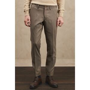 ALTINYILDIZ CLASSICS Men's Mink Slim Fit Narrow Cut Flannel Patterned Elastic Waist Flexible Trousers