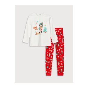 LC Waikiki Crew Neck Christmas Themed Long Sleeve Girls Kids Pajamas Set