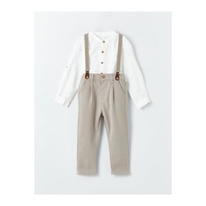 LC Waikiki 3-Piece Set of Long Sleeve Baby Boy Shirt Trousers and Suspenders