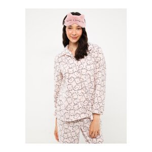 LC Waikiki Shirt Collar Patterned Long Sleeve Fleece Women's Pajamas Set