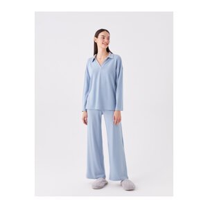 LC Waikiki Polo Neck Plain Long Sleeve Women's Pajamas Set