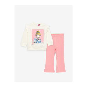 LC Waikiki Crew Neck Cinderella Printed Long Sleeve Baby Girl Sweatshirt and Tights