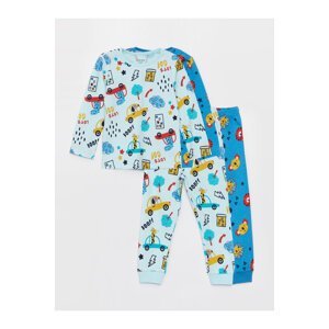 LC Waikiki Crew Neck Long Sleeve Printed Baby Boy Pajamas Set 2-Pack