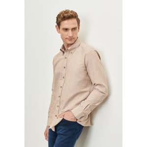 AC&Co / Altınyıldız Classics Men's Mink Buttoned Collar Tailored Slim Fit Oxford Shirt