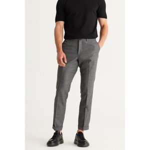 ALTINYILDIZ CLASSICS Men's Gray Slim Fit Slim Fit Patterned Elastic Waist Flexible Classic Fabric Trousers