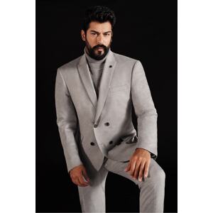 ALTINYILDIZ CLASSICS Men's Gray Slim Fit Slim Fit Dovetail Collar Suit