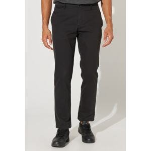 ALTINYILDIZ CLASSICS Men's Black Comfort Fit Comfortable Cut, Cotton Diagonal Patterned Flexible Trousers.