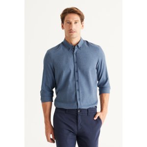 ALTINYILDIZ CLASSICS Men's Indigo Slim Fit Slim Fit Buttoned Collar Cotton Flannel Lumberjack Shirt