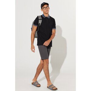 AC&Co / Altınyıldız Classics Men's Anthracite Slim Fit Slim Fit Dobby Dobby 100% Cotton Casual Chino Shorts.