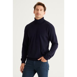 ALTINYILDIZ CLASSICS Men's Navy Blue Anti-pilling Standard Fit Full Turtleneck Knitwear Sweater