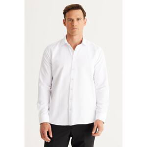 AC&Co / Altınyıldız Classics Men's White Slim Fit Slim Fit Classic Collar Dobby Shirt.