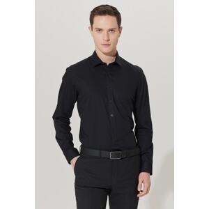 ALTINYILDIZ CLASSICS Men's Black No Iron Non-iron Slim Fit Slim Fit 100% Cotton Shirt