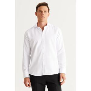 AC&Co / Altınyıldız Classics Men's White Slim Fit Slim Fit Italian Collar Dobby Shirt.