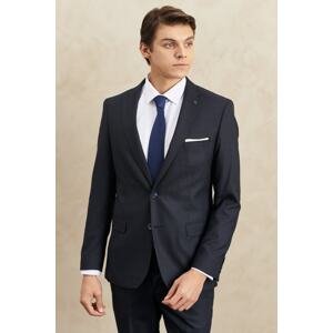 ALTINYILDIZ CLASSICS Men's Navy Blue-brown Slim Fit Slim Fit Mono Collar Patterned Suit