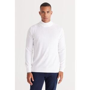 ALTINYILDIZ CLASSICS Men's Ecru Anti-Pilling Standard Fit Normal Cut Half Turtleneck Knitwear Sweater
