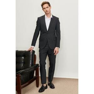 ALTINYILDIZ CLASSICS Men's Anthracite Slim Fit Slim Fit Mono Collar Checked Woolen Suit