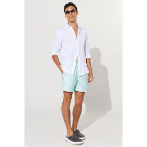 ALTINYILDIZ CLASSICS Men's White Mint Standard Fit Regular Cut Patterned Swimwear.