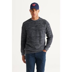AC&Co / Altınyıldız Classics Men's Navy Blue-gray Standard Fit Regular Cut Crew Neck Patterned Knitwear Sweater