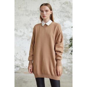 InStyle Greenhouse Chain Detailed Knitwear Sweater - Beige