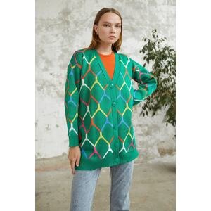 InStyle Tera Patterned Knitwear Cardigan - Green