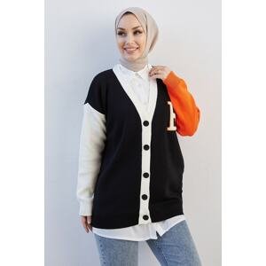 InStyle Letter B Printed Knitwear Cardigan - Black