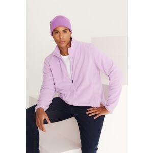 AC&Co / Altınyıldız Classics Men's Lilac Anti-pilling Non-Pilling Standard Fit Stand-Up Bato Collar Sweatshirt Fleece Jacket