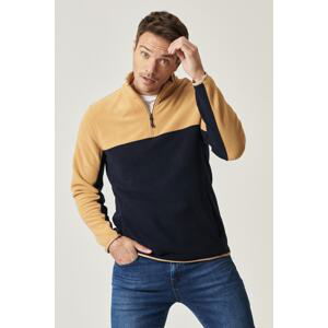 AC&Co / Altınyıldız Classics Men's Caramel-Lilac Standard Fit Regular Fit Daily Casual Two Color Fleece Sports Sweatshirt