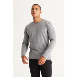 AC&Co / Altınyıldız Classics Men's Gray Melange Standard Fit Normal Cut Warm Crew Neck Knitwear Sweater