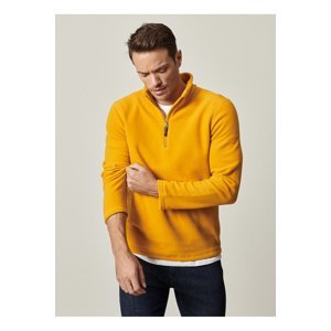 AC&Co / Altınyıldız Classics Men's Yellow Anti-pilling Non-Pilling Standard Fit Stand-up Collar Cold-Proof Fleece Sweatshirt