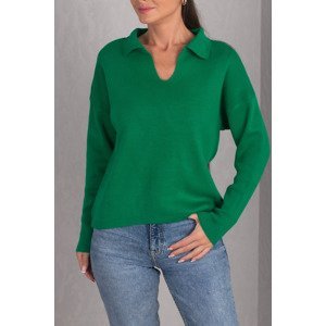 armonika Women's Green Polo Collar Knitwear Sweater