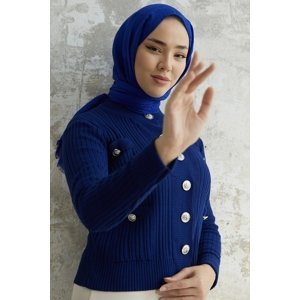 InStyle Marine Buttoned Short Cardigan - Navy Blue